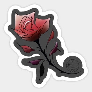 Red neotraditional rose Sticker